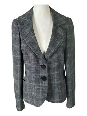 CLASSIQUES ENTIER (Nordstroms) Wool Blend Black & White Blazer, Pockets, Size 8.